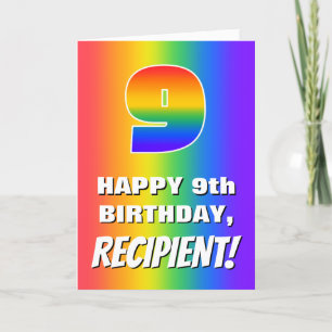 9th Birthday: Colorful, Fun Rainbow Pattern # 9 Card