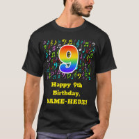 9th Birthday: Colourful Music Symbols, Rainbow 9