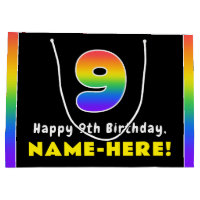 9th Birthday: Colourful Rainbow # 9, Custom Name
