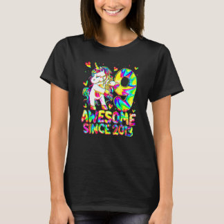 9th Birthday Colourful Tie Dye 9 Year Old Unicorn T-Shirt