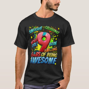 9th Birthday Comic Style Awesome Since 2014 9 Year T-Shirt