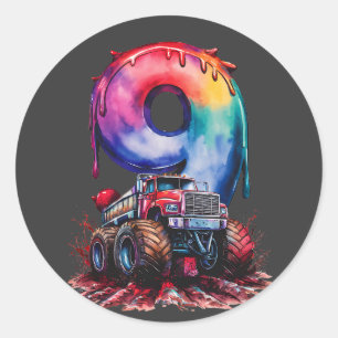 9th Birthday Cool Monstrous Truck Power. Classic Round Sticker