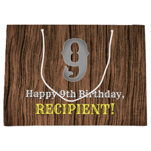 9th Birthday: Country Western Inspired Look, Name Large Gift Bag