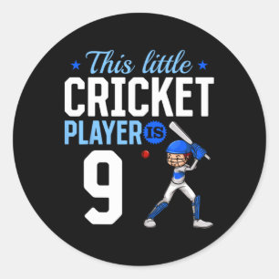 9th Birthday Cricket Player Classic Round Sticker
