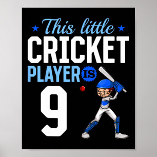 9th Birthday Cricket Player  Poster
