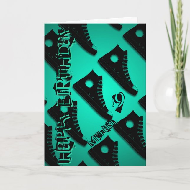 9th Birthday Custom Greeting Card with Footwear 1 (Front)