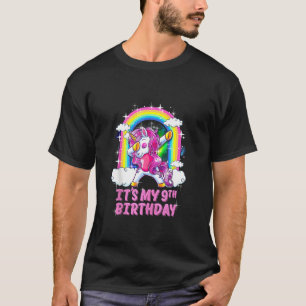 9th Birthday Dabbing Unicorn Birthday Party Girls  T-Shirt