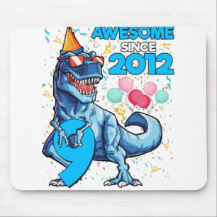 9th Birthday Dinosaur 9 Year Old Boy Kids Awesome Mouse Pad