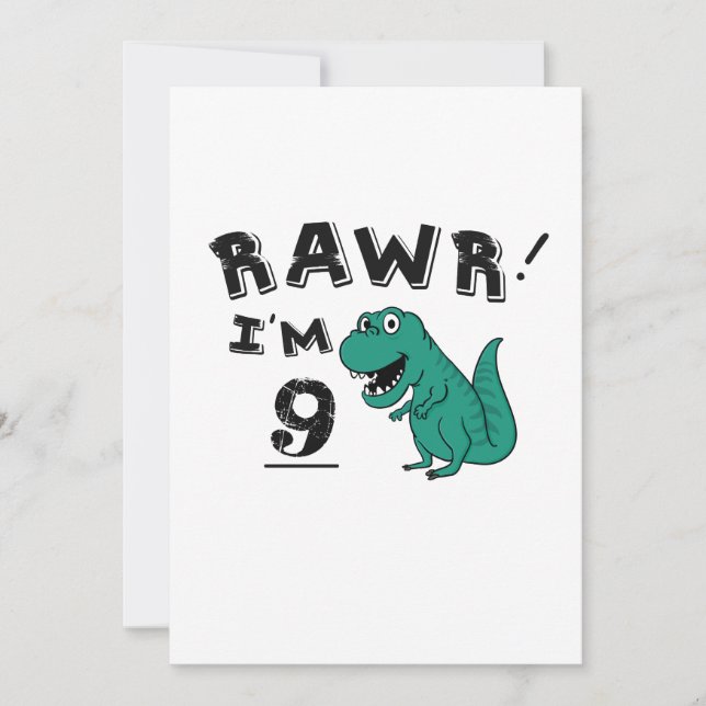 9th Birthday Dinosaur Gift for 9 Year Old Kids Card (Front)