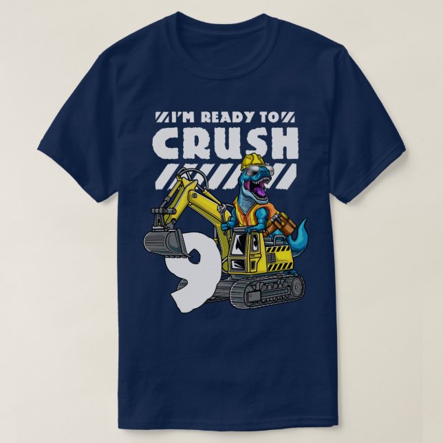 9th Birthday Dinosaur TRex Bagger T-Shirt (Design Front)