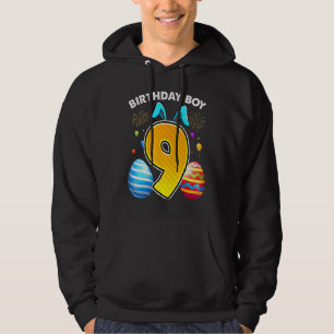 9th Birthday Easter Bunny Ears 9 Years Old Birthda Hoodie