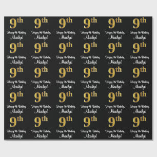 9th Birthday: Elegant Luxurious Faux Gold Look # Wrapping Paper