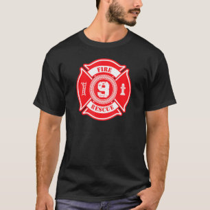 9th Birthday Fireman Boy Nine Year Old Firefighter T-Shirt