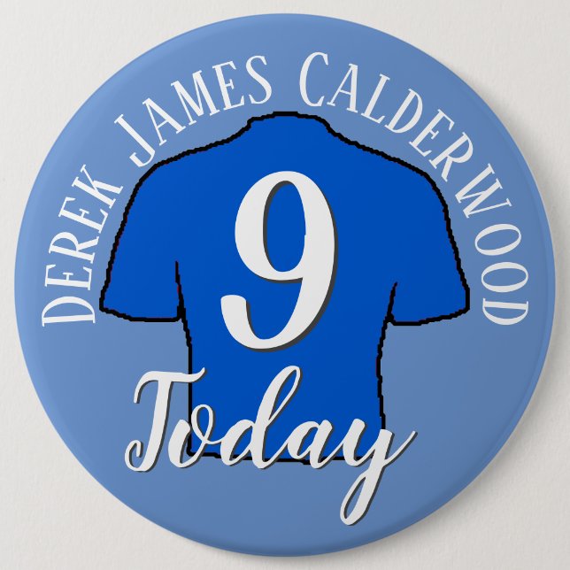 9th Birthday Football Badge to Personalise Button (Front)