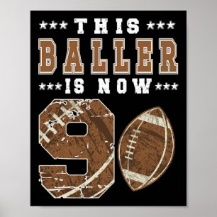 9th Birthday Football Boy Nine Year Old Football P Poster