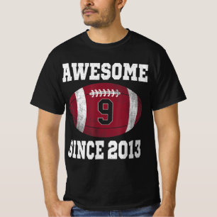 9th Birthday Football Player 9 Years Old Vintage R T-Shirt