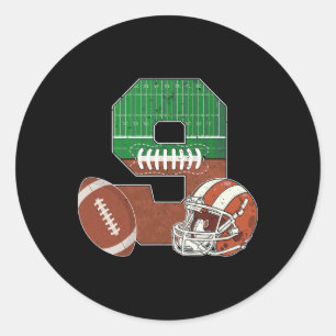 9th Birthday Football Theme 9 Year Old Boy Party Classic Round Sticker
