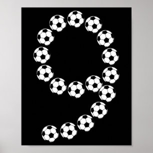 9th Birthday Footll Soccer Boys Kids 9 Nine Years Poster