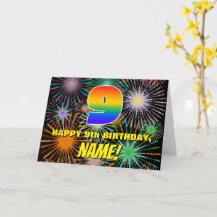 9th Birthday: Fun, Colourful Celebratory Fireworks Card