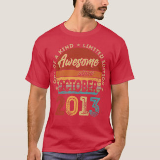 9th Birthday Gift 9 Year Old Awesome Since October T-Shirt
