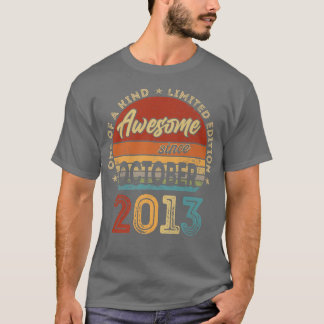 9th Birthday Gift 9 Year Old Awesome Since October T-Shirt