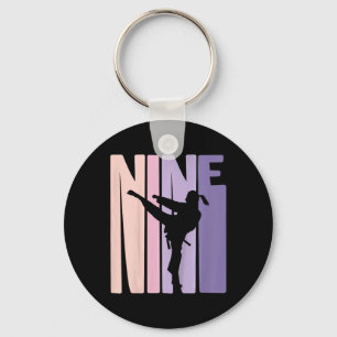 9th Birthday Gift Karate Retro Taekwondo Martial A Keychain