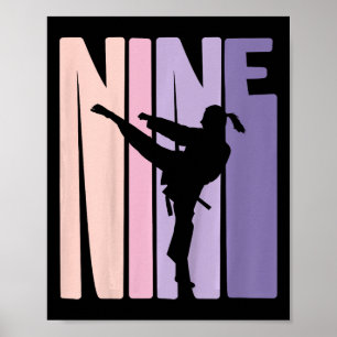9th Birthday Gift Karate Retro Taekwondo Martial A Poster
