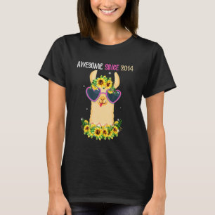 9th Birthday Gifts Llama Awesome Since 2014 9 Year T-Shirt