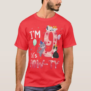 9th Birthday Girl Cat Kitten 9 Years Old Bday Par T-Shirt
