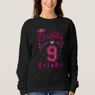 9th Birthday Girl Cute Crown 9 Year Old Birthday B Sweatshirt