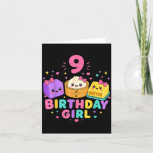 9th Birthday Girl Dumpling Squishy 9 Years Old Card
