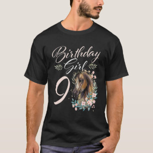 9th Birthday Girl Horse 9 Years Old Bday T-Shirt