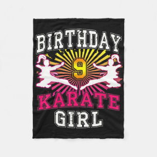 9th Birthday Girl - Karate 9 Years Old Fleece Blanket