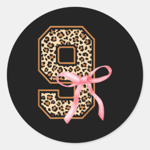 9th Birthday Girl Nk Coquette Bow Leopard 9 Year O Classic Round Sticker