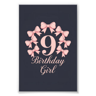 9th Birthday Girl Photo Print