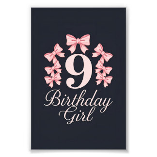 9th Birthday Girl Photo Print