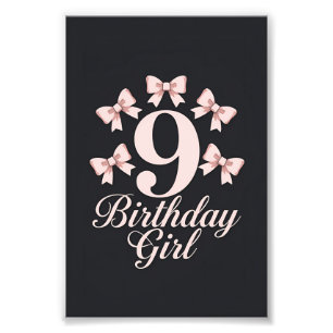 9th Birthday Girl Photo Print