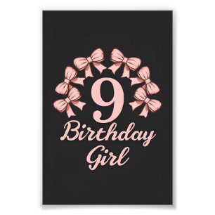 9th Birthday Girl Photo Print
