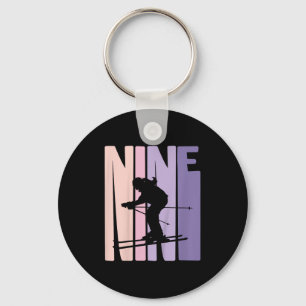 9th Birthday Girl Retro Ski Lover Skier 9 Years Ol Keychain