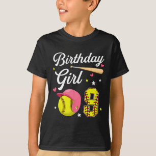 9th Birthday Girl Softll Ninth Bday 9 Yrs Nine Yea T-Shirt
