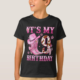 9th Birthday Girl Western Rodeo Cowgirl 9 Year Old T-Shirt
