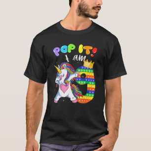 9th Birthday Girls Dabbing Unicorn Pop It I Am 9 Y T-Shirt