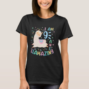 9th Birthday I Am 9 Years Old And Llamazing Llama  T-Shirt