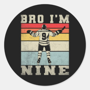 9th Birthday Ice Hockey Boy 9 Year Old Hockey Play Classic Round Sticker