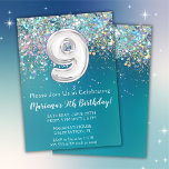 9th Birthday Invitation Teal Silver Glitter<br><div class="desc">9th Birthday Invitation Teal and Silver Glitter 9th birthday party invitation for a 9 year old with modern script writing and fun foil balloons.</div>