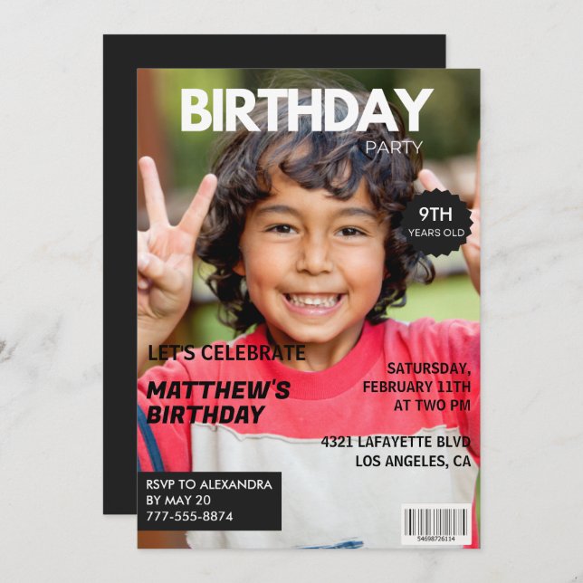 9th birthday invitations for him Magazine Cover (Front/Back)