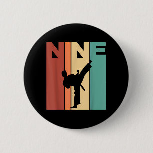9th Birthday Karate Taekwondo Theme 9 Year Old 2 Inch Round Button