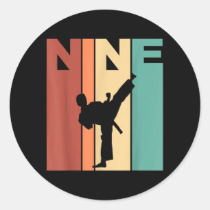 9th Birthday Karate Taekwondo Theme 9 Year Old Classic Round Sticker