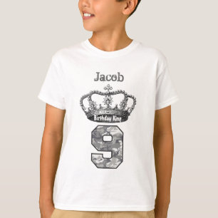 9th Birthday King Crown and Camouflage V01 T-Shirt