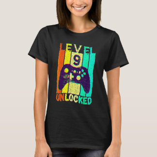 9th Birthday Level 9 Unlocked Video Game Gamer Boy T-Shirt
